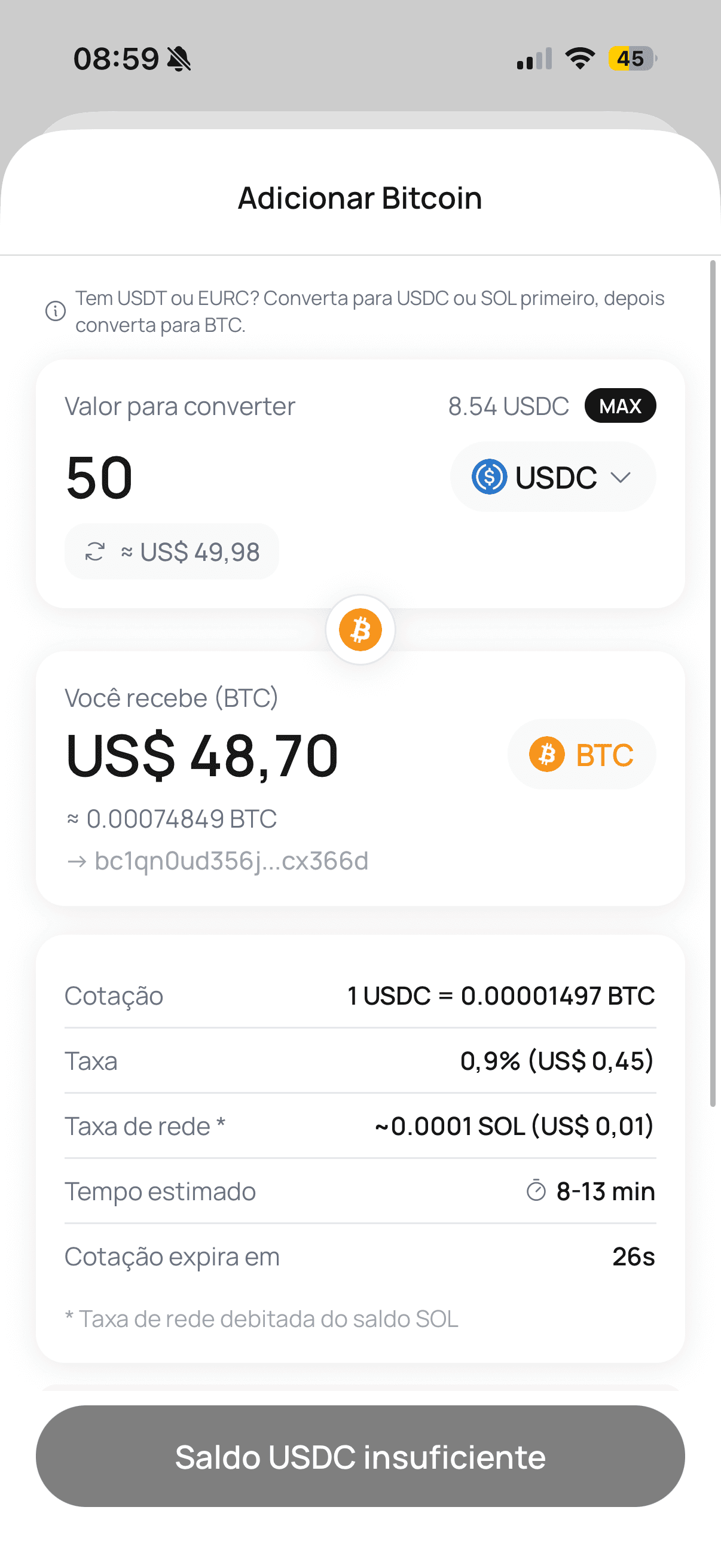 Um toque de Dólares Digitais para Bitcoin de verdade.